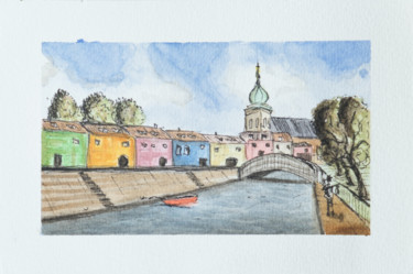 Painting titled "Canal" by Ayme, Original Artwork, Watercolor