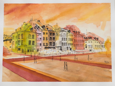 Peinture intitulée "Warszawa" par Ayme, Œuvre d'art originale, Aquarelle