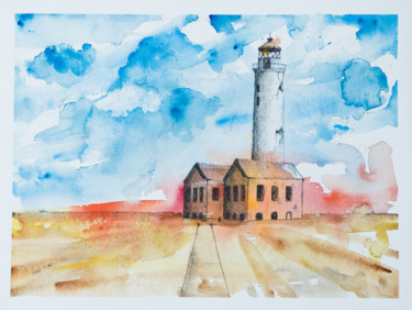Painting titled "J'aime mon phare 4" by Ayme, Original Artwork, Watercolor