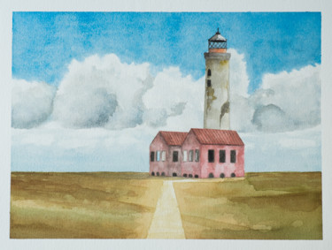 Painting titled "J'aime mon phare 5" by Ayme, Original Artwork, Watercolor