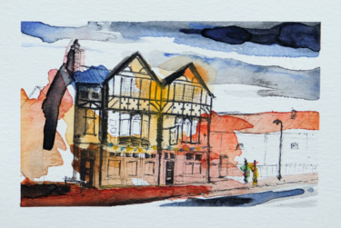 Painting titled "King's head pub" by Ayme, Original Artwork, Watercolor