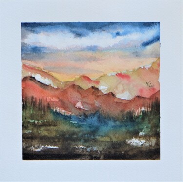 Painting titled "Montagneux 5" by Ayme, Original Artwork, Watercolor