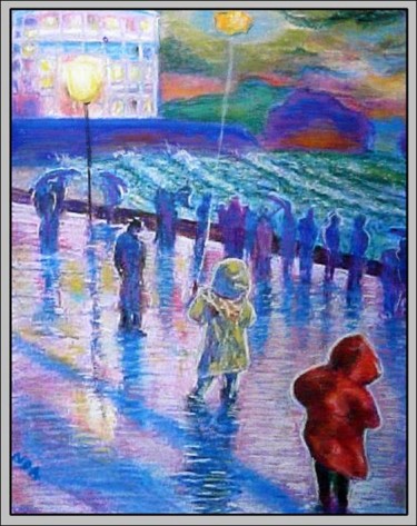 Peinture intitulée "L'enfant au cerf-vo…" par Aymeric Noa Artiste Peintre, Œuvre d'art originale, Huile