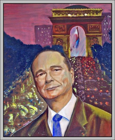 Peinture intitulée "Jacques Chirac, Pré…" par Aymeric Noa Artiste Peintre, Œuvre d'art originale, Huile