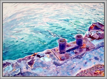 Peinture intitulée "Embarcadère / Harbo…" par Aymeric Noa Artiste Peintre, Œuvre d'art originale, Huile