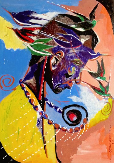 Картина под названием "The mind set" - Ayogu Joseph Nnabuike, Подлинное произведение искусства, Акрил