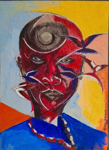 Malerei mit dem Titel "Mind set spreads of…" von Ayogu Joseph Nnabuike, Original-Kunstwerk, Tinte