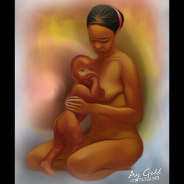 Painting titled "Motherhood" by Ayomide Ogundare, Original Artwork, Oil