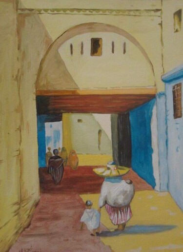 Drawing titled "La vie dans les rue…" by Ayoub Jamali, Original Artwork, Acrylic