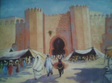 Tekening getiteld "Bab Fès" door Ayoub Jamali, Origineel Kunstwerk, Acryl