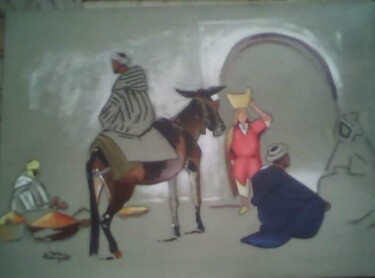 Dibujo titulada "Les gens se rassemb…" por Ayoub Jamali, Obra de arte original, Acuarela