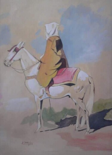 Рисунок под названием "Un chef de tribu ال…" - Ayoub Jamali, Подлинное произведение искусства, Акрил