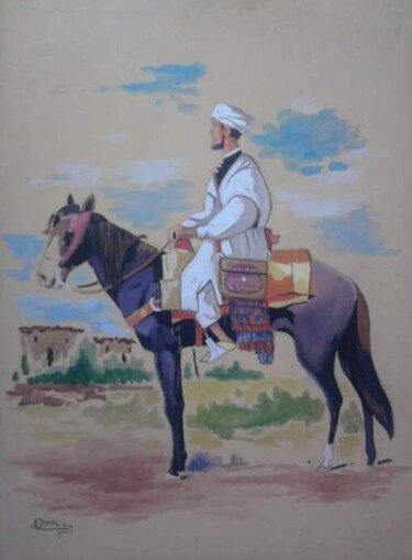 Disegno intitolato "Marocain Soussi Fan…" da Ayoub Jamali, Opera d'arte originale, Acrilico