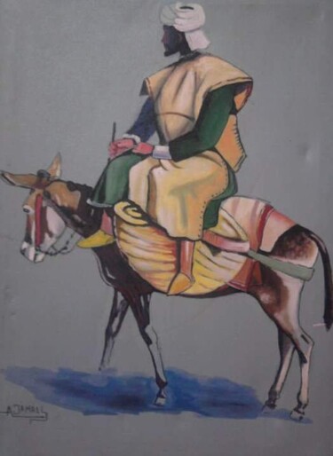 Σχέδιο με τίτλο "monter un âne" από Ayoub Jamali, Αυθεντικά έργα τέχνης, Ακρυλικό
