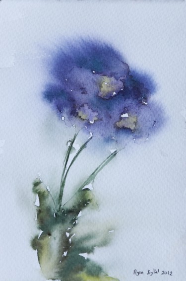 Painting titled "flower in wind" by Ayşe Eylül Sönmez, Original Artwork, Watercolor