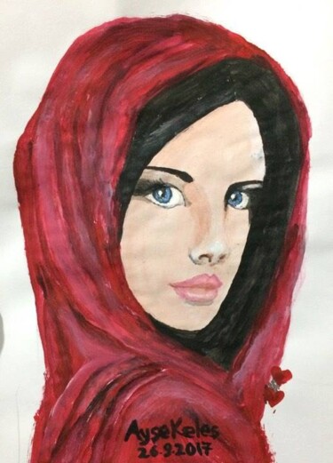 Drawing titled "KADIN" by Ayşe Keleş, Original Artwork, Acrylic