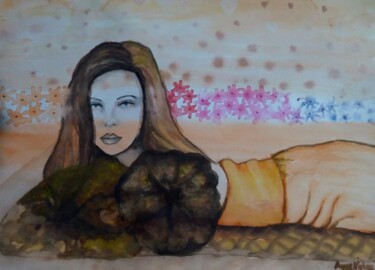 Drawing titled "KADIN İSTERSE" by Ayşe Keleş, Original Artwork, Watercolor