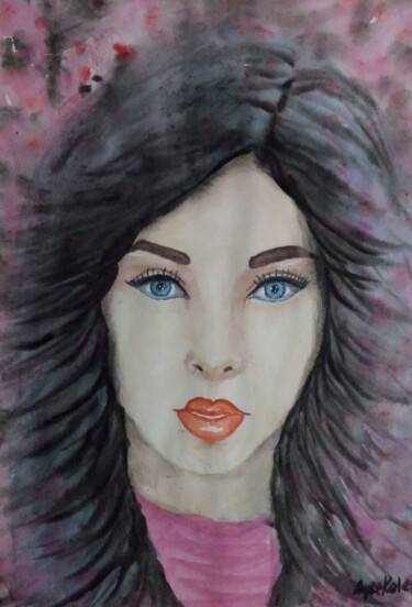 Drawing titled "Elmira" by Ayşe Keleş, Original Artwork, Watercolor