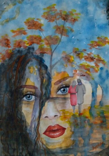 Drawing titled "ANILAR" by Ayşe Keleş, Original Artwork, Watercolor