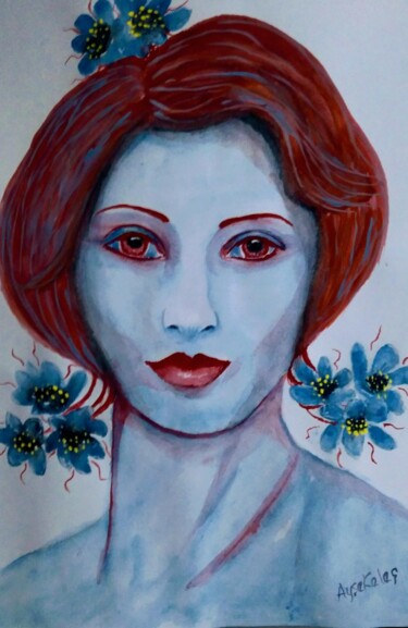 Desenho intitulada "WOMAN IS THE COLOR…" por Ayşe Keleş, Obras de arte originais, Aquarela