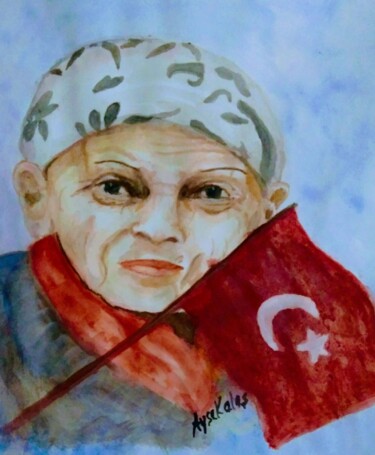 Рисунок под названием "TÜRKAN SAYLAN ANISI…" - Ayşe Keleş, Подлинное произведение искусства, Акварель