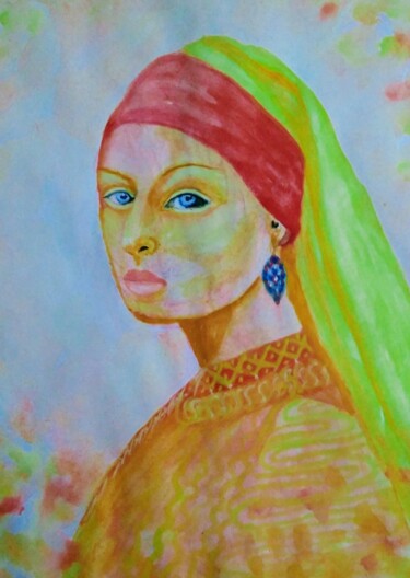 Desenho intitulada "GÜZEL" por Ayşe Keleş, Obras de arte originais, Aquarela