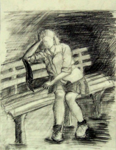 Disegno intitolato "High School Girl" da Ayse Kumbasar, Opera d'arte originale