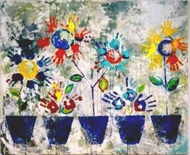 Peinture intitulée "Flowers of Hope" par Ayse Kumbasar, Œuvre d'art originale