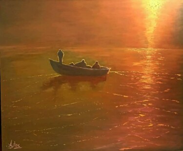 Painting titled "the end of the day" by Aytaç Dutki̇N, Original Artwork, Oil