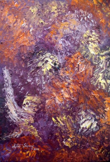 Malerei mit dem Titel "Woman, Lion and Bird" von Aytac Sisman, Original-Kunstwerk, Öl