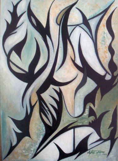 Painting titled "Swallows" by Aytac Sisman, Original Artwork, Oil