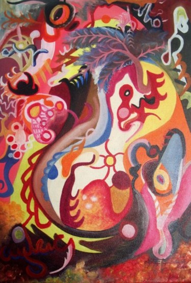 Malerei mit dem Titel "Ecstasy. Primitive…" von Aytac Sisman, Original-Kunstwerk, Öl
