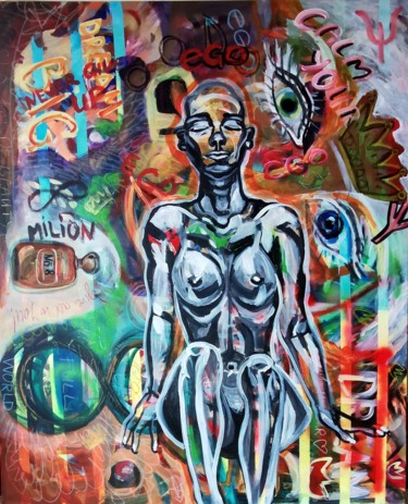 EGO/ WOMAN POWER SERIES 120x100 Картина под названием "EGO/ WOMAN POWER SE…" - Erika Petunoviene Ayte, Подлинное произведение искусства, Акрил