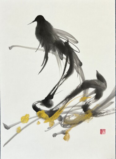 Pittura intitolato "blackbird" da Ayumi, Opera d'arte originale, pigmenti