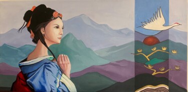 Painting titled "Japanes Queen" by Azad Rustamov, Original Artwork, Acrylic