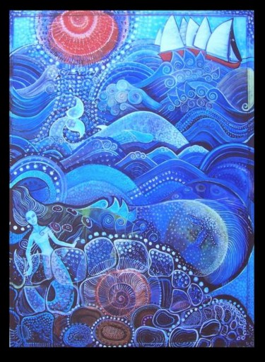 Malerei mit dem Titel "The Mermaid" von Azar Vaghefi, Original-Kunstwerk, Öl