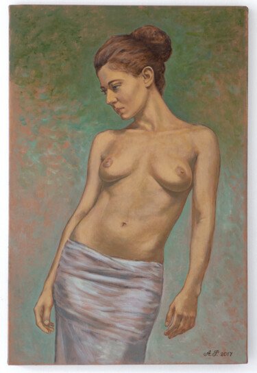 Painting titled "Femme torse nu" by Azat Pogosian, Original Artwork, Oil