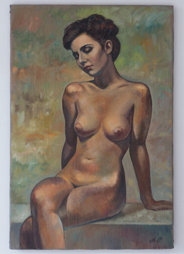 Painting titled "Femme nue en plein…" by Azat Pogosian, Original Artwork