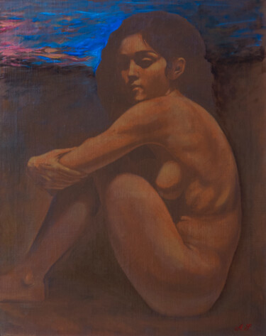 Painting titled "Jeune femme nue ave…" by Azat Pogosian, Original Artwork, Oil