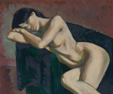 Painting titled "Femme nue dans un f…" by Azat Pogosian, Original Artwork, Oil