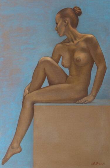 Pintura titulada "Nu assis" por Azat Pogosian, Obra de arte original, Oleo