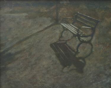 Peinture intitulée "Le banc et l'arbre" par Azat Pogosian, Œuvre d'art originale, Huile