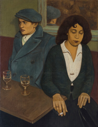 Painting titled "Couple fâché au bal" by Azat Pogosian, Original Artwork, Oil