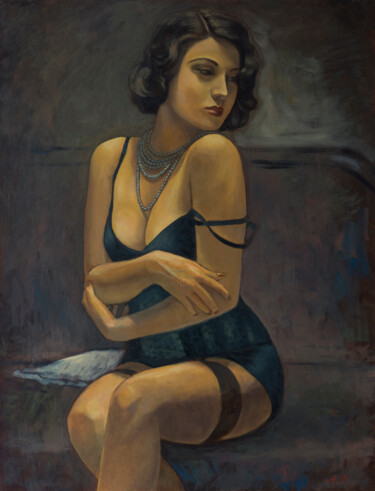Painting titled "La femme fatale" by Azat Pogosian, Original Artwork, Oil