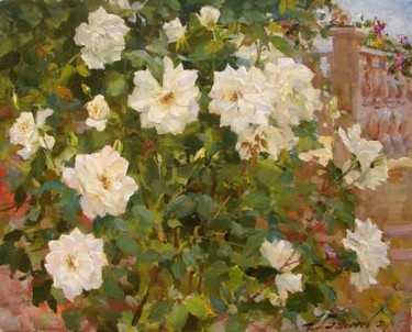Painting titled "November rose. Chlo…" by Azat Galimov, Original Artwork, Oil