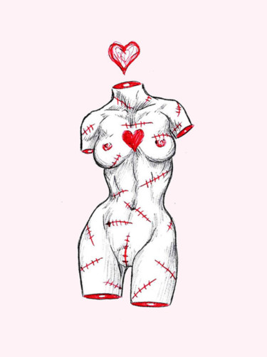 图画 标题为“Minimalisme amoureux” 由Azathoth, 原创艺术品, 圆珠笔