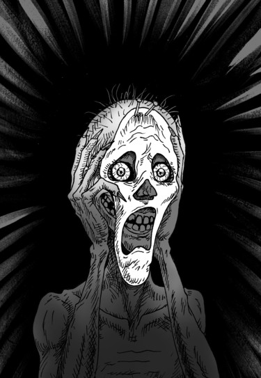「Scream」というタイトルの描画 Azathothによって, オリジナルのアートワーク, ボールペン