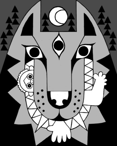 Drawing titled "Wolf" by Azathoth, Original Artwork, Marker