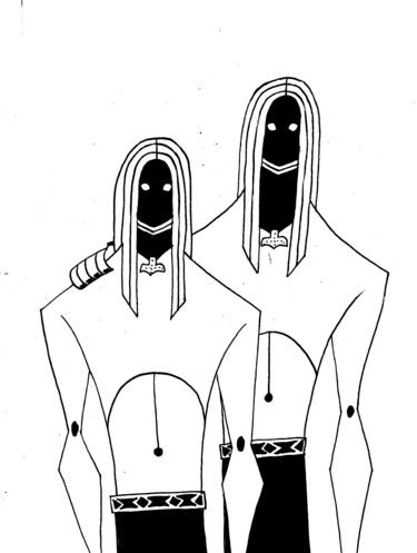 Tekening getiteld "Twins" door Azathoth, Origineel Kunstwerk, Balpen