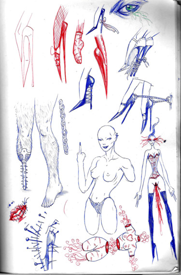 Zeichnungen mit dem Titel "Sketchbook" von Azathoth, Original-Kunstwerk, Kugelschreiber